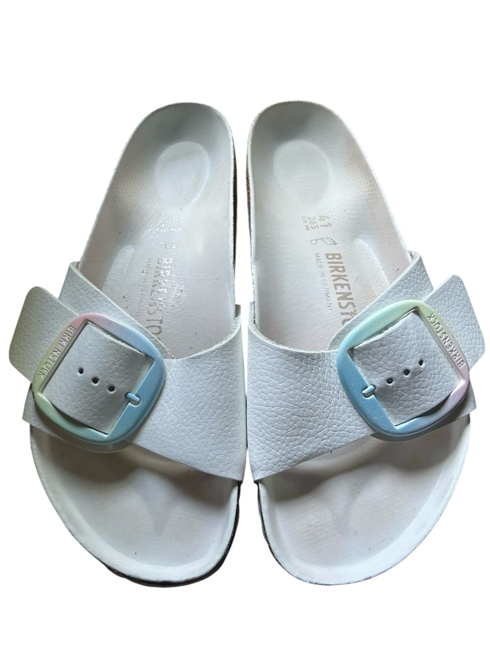 Birkenstock Madrid Rainbow Big Buckle White Leather Size EU 41 - Picture 2 of 15